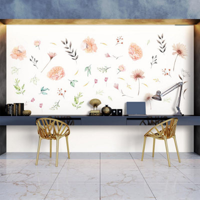 Walplus Pastel Watercolour Flowers Wall Stickers Mural Decal Room Décor