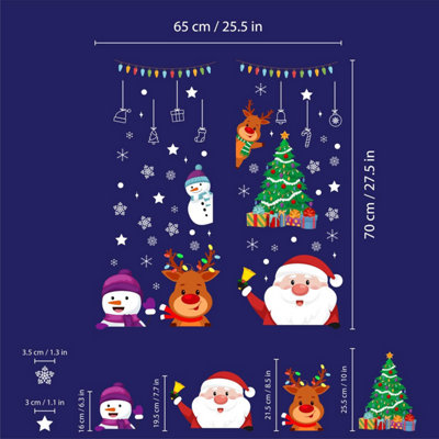 Walplus Peeking Santa And Friends Window Clings Rooms Décor - 3
