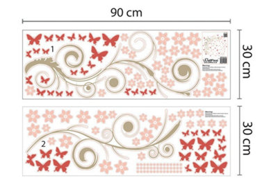 Walplus Pink Butterfly Vine Wall Sticker Art Decals Living Room Bedroom Décor Kids Sticker PVC Pink - 3