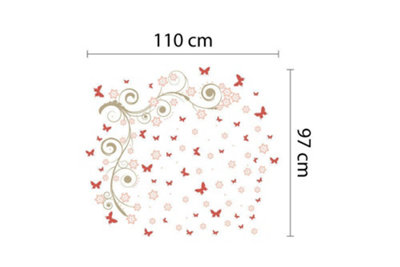 Walplus Pink Butterfly Vine Wall Sticker Art Decals Living Room Bedroom Décor Kids Sticker PVC Pink - 4