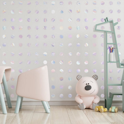 Walplus Polka Dots Holographic X 5 Kids Sticker Aluminium Film Silver - 3