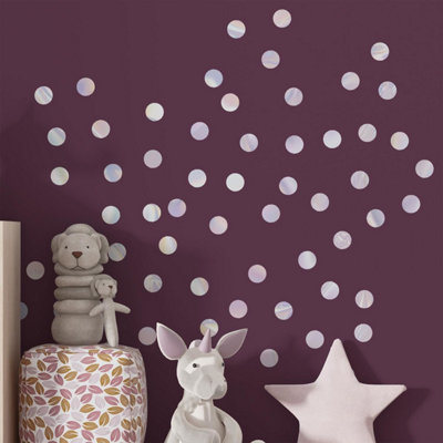Walplus Polka Dots Holographic X 5 Kids Sticker Aluminium Film Silver - 4