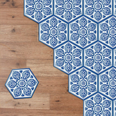Walplus Porcelain Blue Hexagon Floor Tiles Stickers, Home Decorations, DIY Art Price Comparisons | Compare The Build