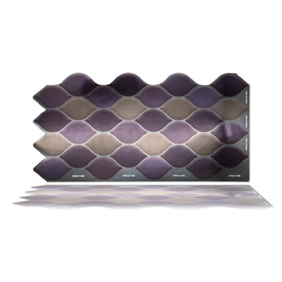 Walplus Purple Shade Leaf Tile Stickers 2D Multipack 36Pcs