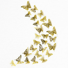 Walplus Realistic 3D Butterflies Wall Sticker Art Decoration Decals DIY Home Gold PVC