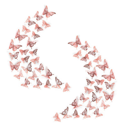 Walplus Realistic 3D Butterflies Wall Sticker Art Decoration Decals DIY Home Rose Gold Rose PVC