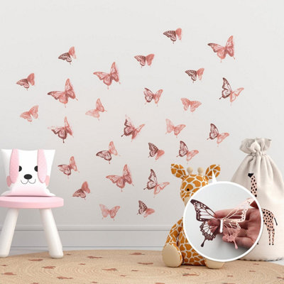 Walplus Realistic 3D Butterflies Wall Sticker Art Decoration Decals DIY Home Rose Gold Rose PVC