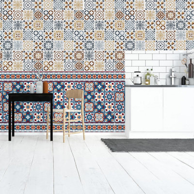 Walplus Red and Blue Combo Mix Tile Stickers Price Comparisons | Compare The Build