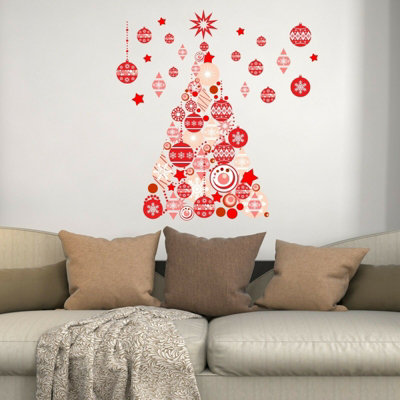 Walplus Red Christmas Tree Wall Stickers Living room DIY Home Decorations