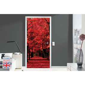 Walplus Red Forest Self-Adhesive Door Mural Sticker For All Europe Size 90Cm X 200Cm Vinyl