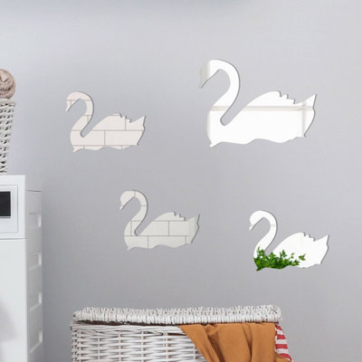 Walplus Romantic Simple Cute Swans Mirror Wall Sticker Bedroom Home ...