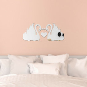Walplus Romantic Swans Couple Lover Heart Mirror Wall Sticker Home Decorations Mirror Stickers Nursery Gift Ideas