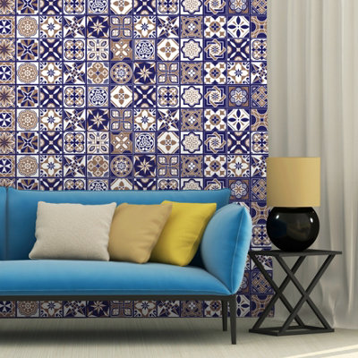 Walplus Royal Peel and Stick Wall Tiles Stickers - 12Pcs Self Adhesive Stick on Tiles for Kitchen, Bathroom - 20x20cm