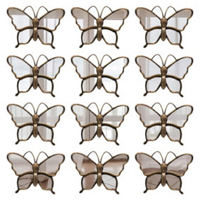 Walplus Rusty Brown Gold Butterflies Mirror Home Decor Wall Mirror PVC - Pack of 12