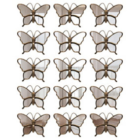 Walplus Rusty Brown Gold Butterflies Mirror Home Decor Wall Mirror PVC - Pack of 15