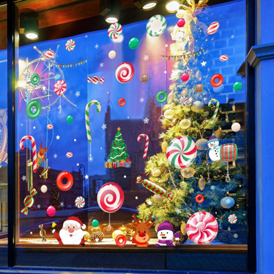 Walplus Santa And Friends In Candyland Window Cling