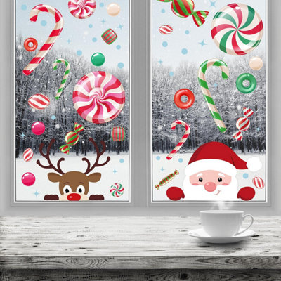 Walplus Santa And Rudolph In Candyland Window Cling
