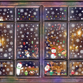 Walplus Santa Friends With Snowflakes Window Clings