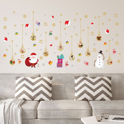 Walplus Santa Matt Gold Christmas Ornaments Wall Stickers Decoration Decal