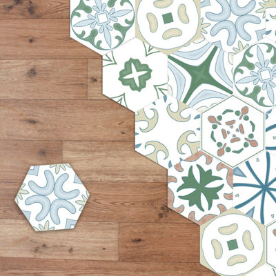 Walplus Seamingless Pattern Hexagon Floor Tiles Stickers, Home ...