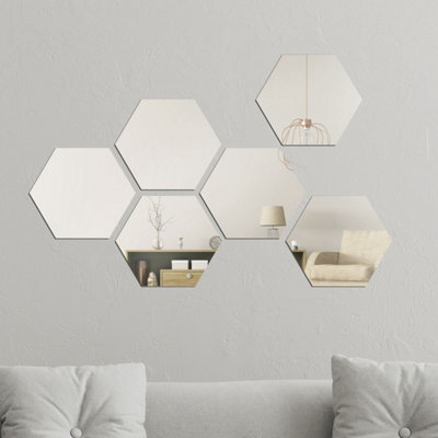 Walplus Set Hexagonal Mirror Sticker | DIY at B&Q