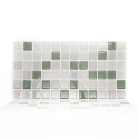 Walplus Shades of Green Mosaic 3D Tile Stickers Multipack 24pcs