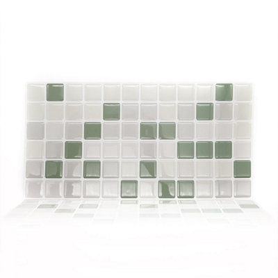 Walplus Shades of Green Mosaic 3D Tile Stickers Multipack 36pcs Price Comparisons | Compare The Build