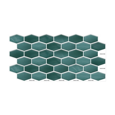 Walplus Shimmering Green Honeycomb Peel and Stick Wall Tiles Stickers - 60Pcs Self Adhesive Stick on Tiles for Kitchen 28.5x14 cm