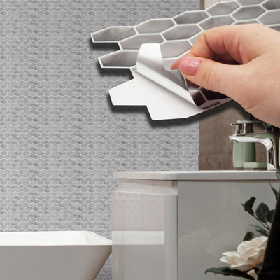 Walplus Shimmering Grey Honeycomb Hexa Tile Stickers 2D Multipack 60Pcs Price Comparisons | Compare The Build