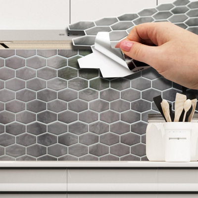 Walplus Shimmering Grey Honeycomb Hexa Wall 2D Tile Stickers 12Pcs Price Comparisons | Compare The Build