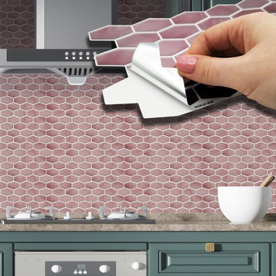 Walplus Shimmering Rose Honeycomb Hexa Tile Stickers 2D Multipack 24Pcs Price Comparisons | Compare The Build