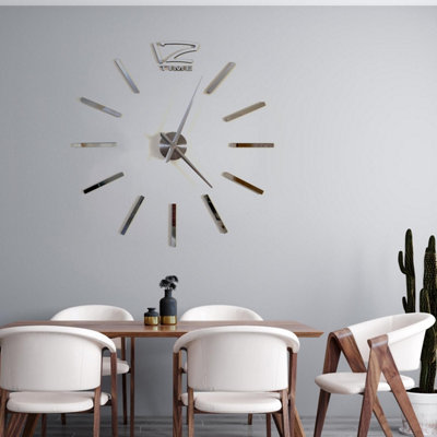Walplus Silver 3D Giant Vinyl Wall Clock