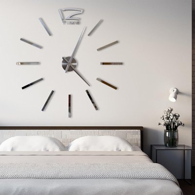 Walplus Silver 3D Giant Vinyl Wall Clock