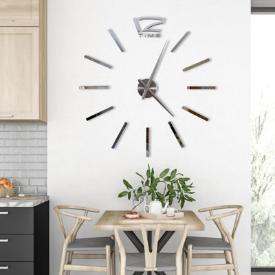 Walplus Silver 3D Giant Vinyl Wall Clock - 3