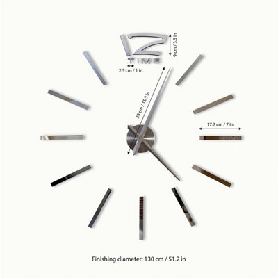 Walplus Silver 3D Giant Vinyl Wall Clock - 5