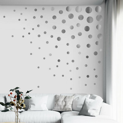 Walplus Silver Metallic Polka Dots X 4 Packs Kids Sticker PVC Silver