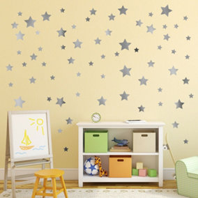 Walplus Silver Metallic Stars Home Decor, Nursery Decor, Big Wall Decor, Wall Stickers Kids Sticker PVC Silver