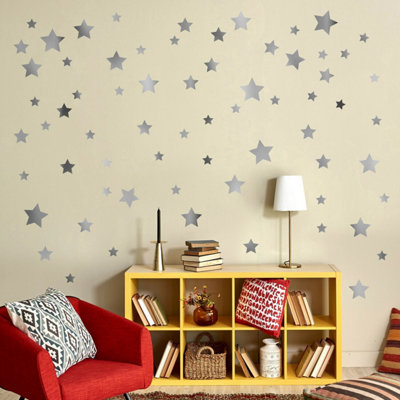 Walplus Silver Metallic Stars X 4 Packs Kids Sticker PVC Silver - 3