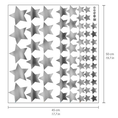 Walplus Silver Metallic Stars X 4 Packs Kids Sticker PVC Silver - 6