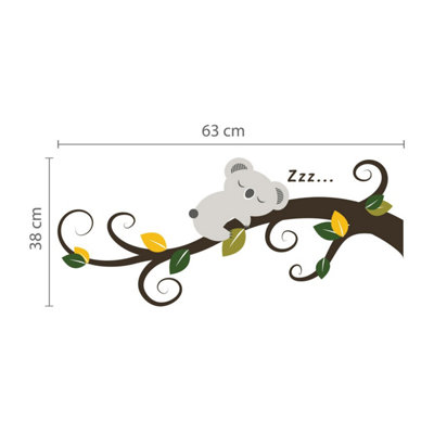 Walplus Sleeping Koala And Tree Branch Kids Sticker PVC Multicoloured - 3