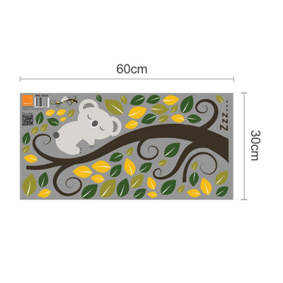 Walplus Sleeping Koala And Tree Branch Kids Sticker PVC Multicoloured - 4