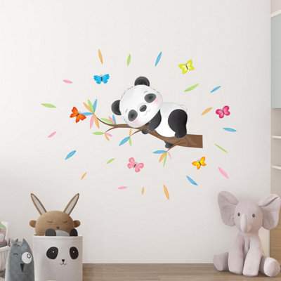 Walplus Sleeping Panda On The Tree Branch Kids Sticker PVC Multicoloured