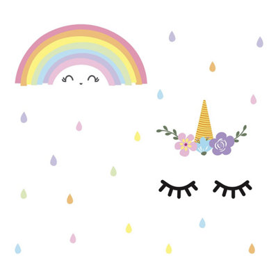 Walplus Sleeping Unicorn And Rainbow Kids Sticker PVC Multicoloured - 4