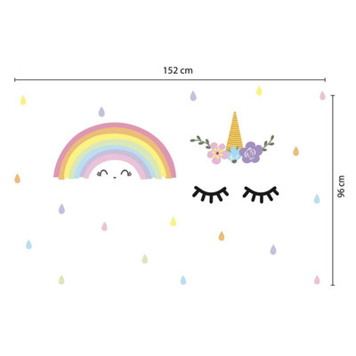 Walplus Sleeping Unicorn And Rainbow Kids Sticker PVC Multicoloured - 5