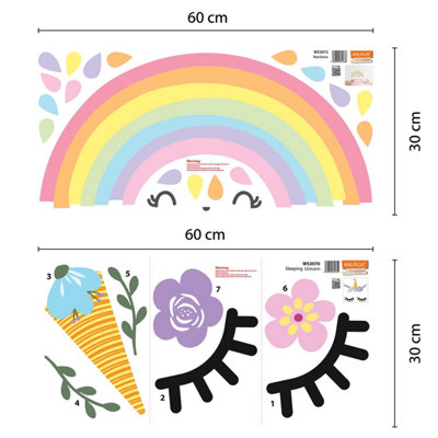 Walplus Sleeping Unicorn And Rainbow Kids Sticker PVC Multicoloured - 6