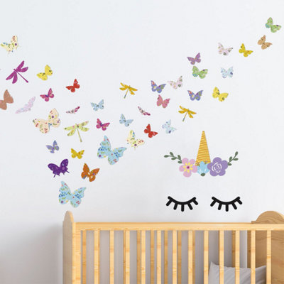 Walplus Sleeping Unicorn With Butterflies Kids Sticker PVC Multicoloured