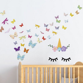 Walplus Sleeping Unicorn With Butterflies Kids Sticker PVC Multicoloured