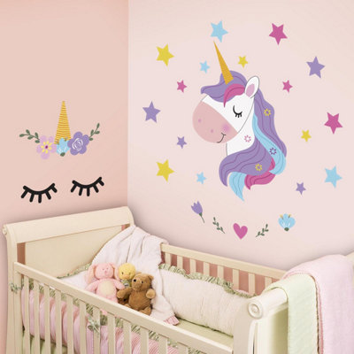 Walplus Sleepy Unicorns Kids Sticker PVC Multicoloured