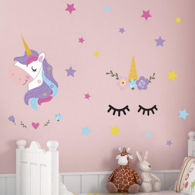 Walplus Sleepy Unicorns Kids Sticker PVC Multicoloured - 3