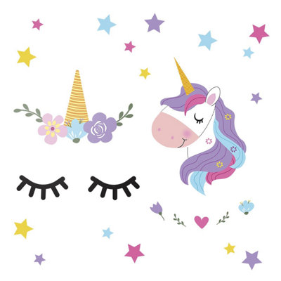Walplus Sleepy Unicorns Kids Sticker PVC Multicoloured - 4